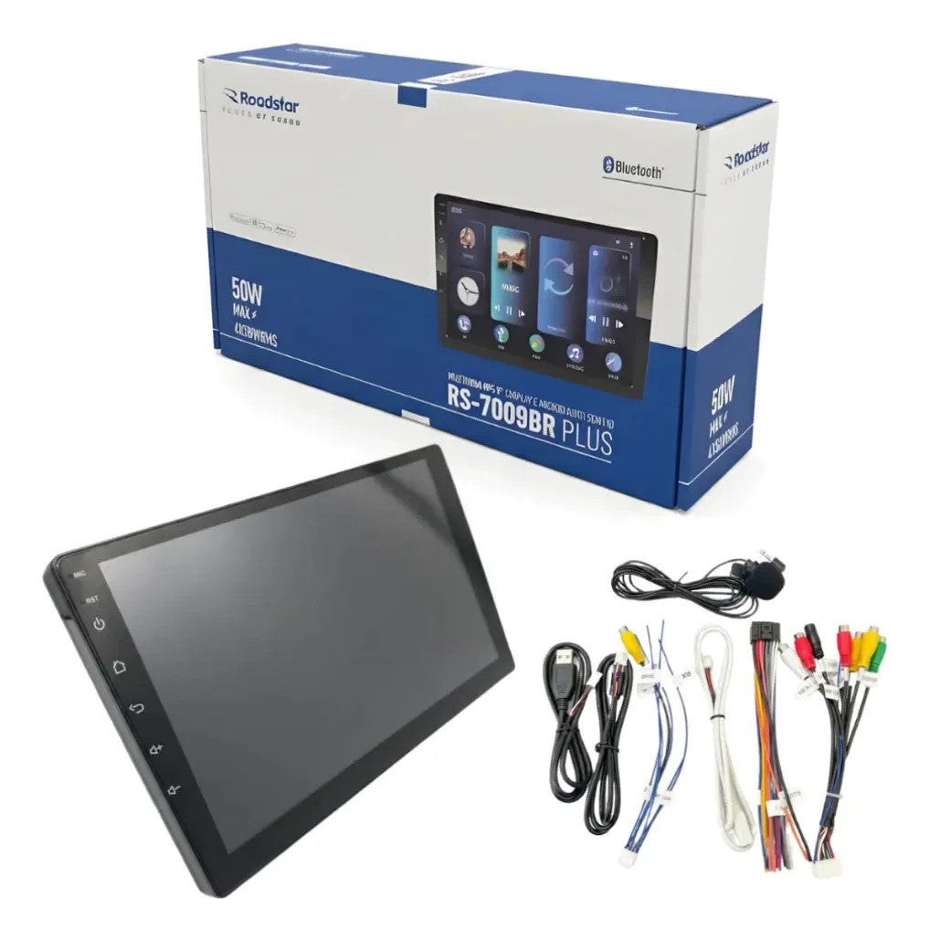Central Multimídia Roadstar RS7009BR MP5 9 Pol CarPlay Android Auto Sem Fio Bluetooth Espelhamento Tela Touch Rádio FM