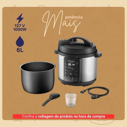 Panela Pressão Elétrica Dako 6L 1000W Multifunções Preta Cor