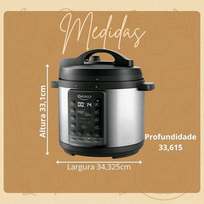 Panela Pressão Elétrica Dako 6L 1000W Multifunções Preta Cor
