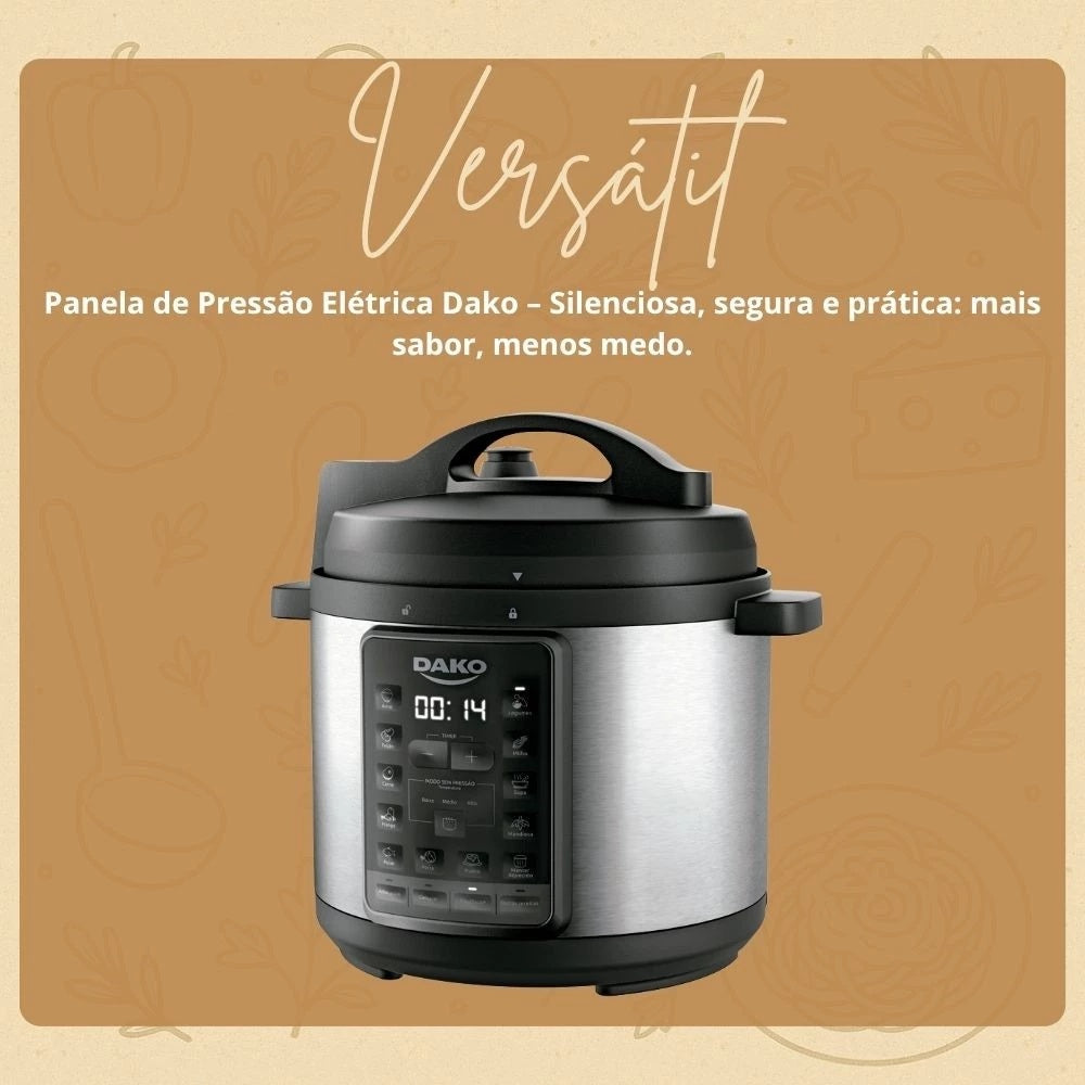 Panela Pressão Elétrica Dako 6L 1000W Multifunções Preta Cor