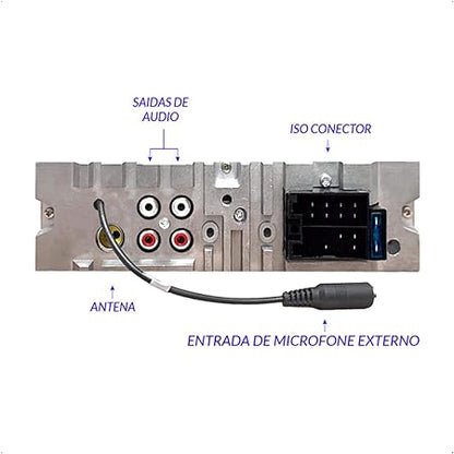 Rádio Automotivo Roadstar RS2724BR Bluetooth USB MP3 FM Auxiliar Som Carro Universal Preto