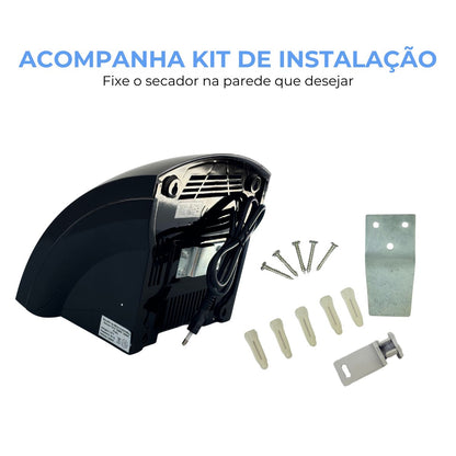 Secador de Mãos Automático Importway Sensor 220V 1836W Preto Parede