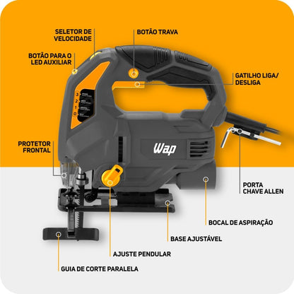 Serra Tico Tico WAP STT02 800W Velocidade Variável Ação Pendular 4 Estágios Engate Rápido