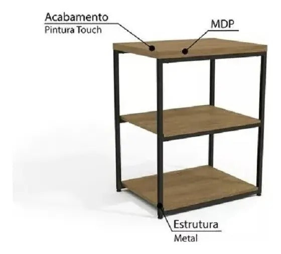 Mesa de Apoio Kappesberg 45cm Canela Preto Fosco