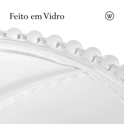 Prato para Bolo com Pé de Cristal e Tampa Pearl 31cm x 25cm - Wolff