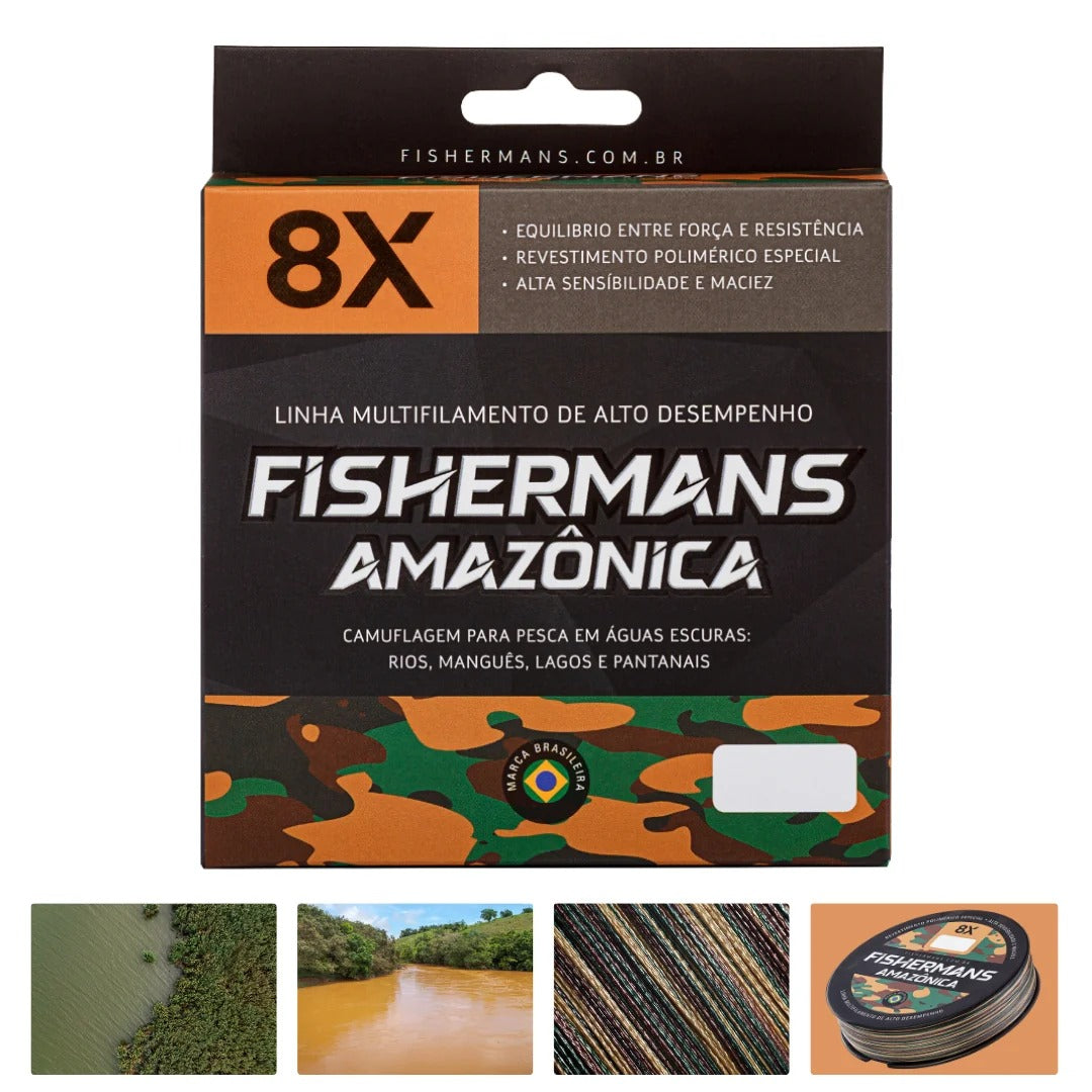 Linha Multifilamento Amazônica 8X 300m 0,32mm Marrom  Fishermans