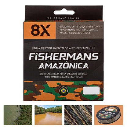 Linha Multifilamento Amazônica 8X 300m 0,32mm Marrom  Fishermans