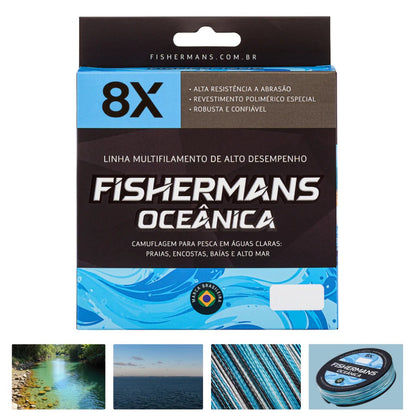 Linha Multifilamento Oceânica 8X 300m 0,28mm Azul Fishermans