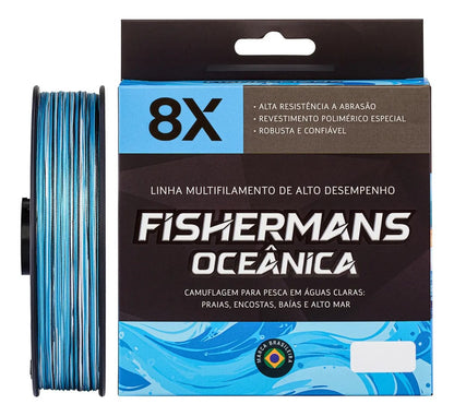 Linha Multifilamento Oceânica 8X 300m 0,32mm Azul Fishermans
