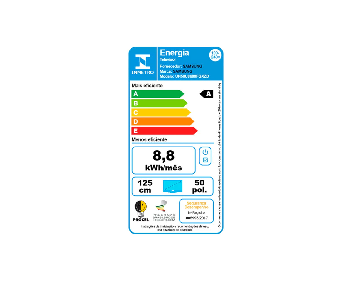 Smart TV Samsung 50 4K Crystal UHD U8600F Wi-Fi Bluetooth