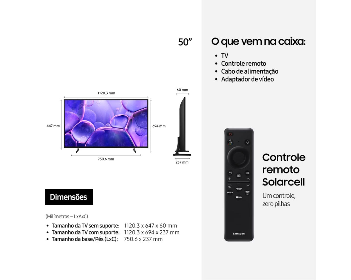 Smart TV Samsung 50 4K Crystal UHD U8600F Wi-Fi Bluetooth