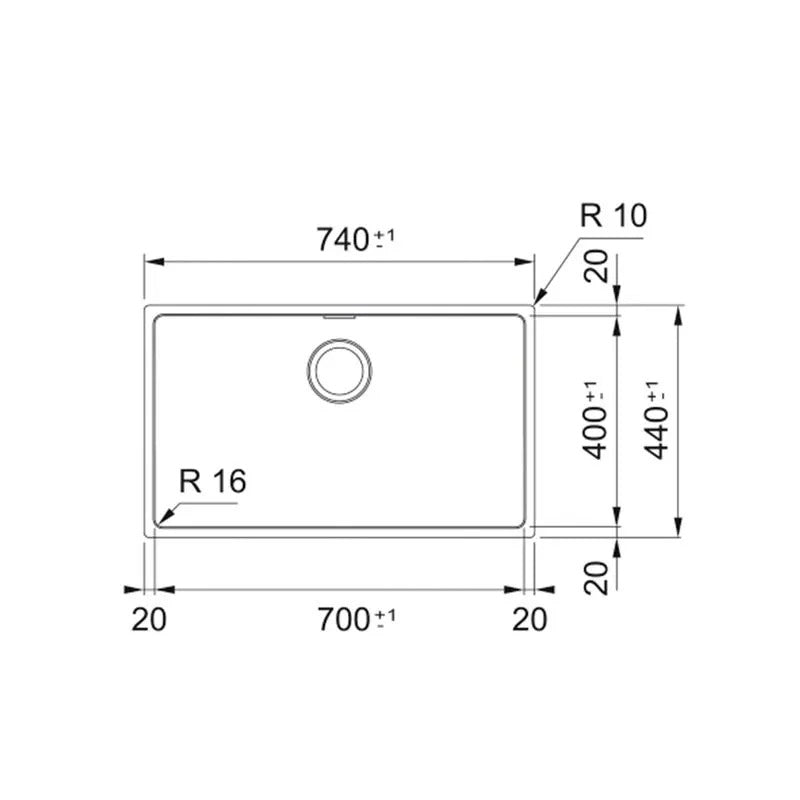 Cuba de Embutir e Sobrepor em Inox Linea 70 70x40cm com Acessórios 18630