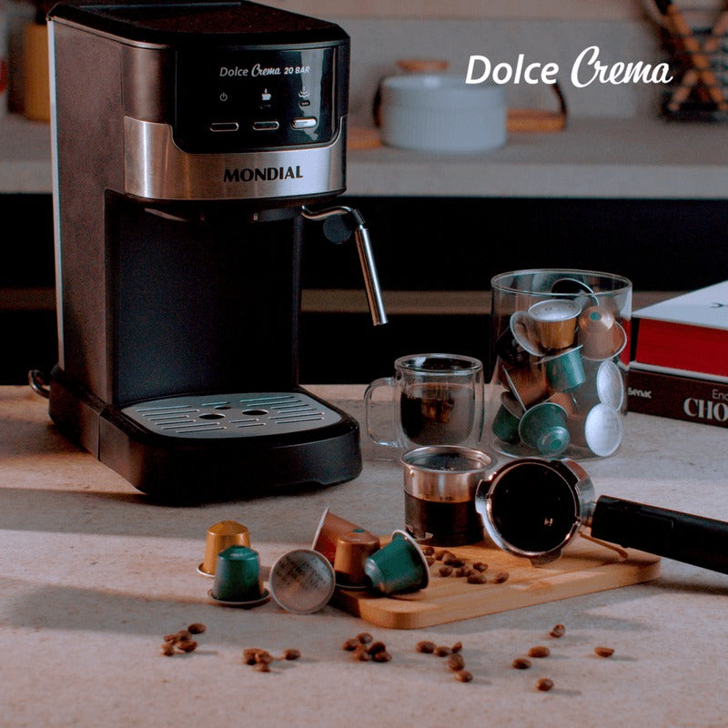 Porta Cápsula para Cafeteira Espresso Mondial Dolce Crema 20 Bar Mondial Preto/Inox - CPC-NP