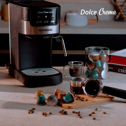 Porta Cápsula para Cafeteira Espresso Mondial Dolce Crema 20 Bar Mondial Preto/Inox - CPC-NP