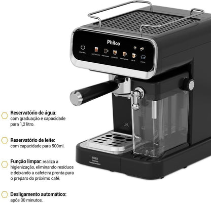 Cafeteira Expresso & Cápsulas Philco 20bar 5 Em 1 Pcf05a Preta Preto 127v