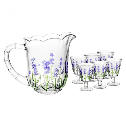 Conjunto Jarra com 6 Taças Lavanda 1,3L+ 240ml Cristal Wolff