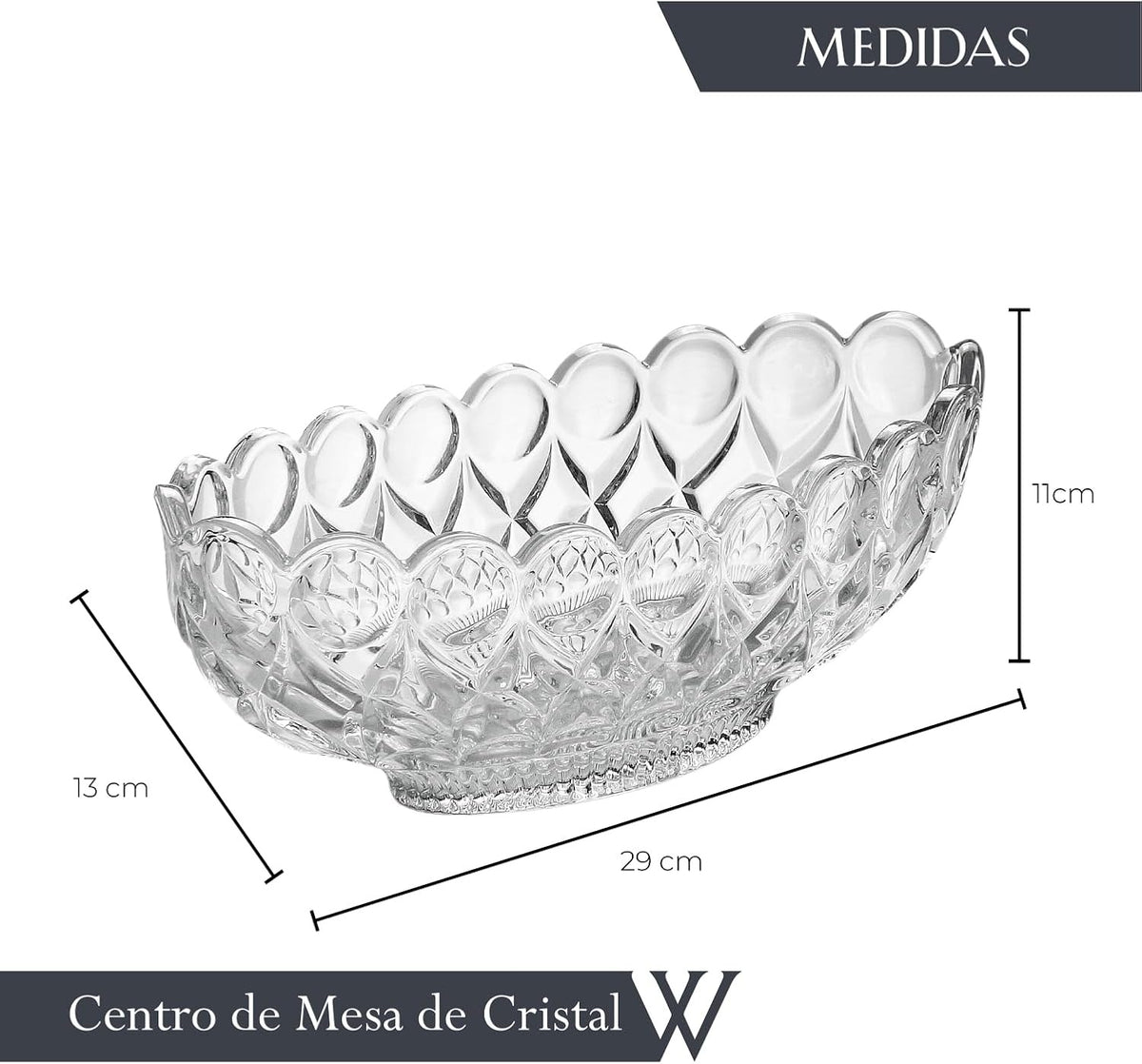 Centro De Mesa Wolff Angel De Cristal 29cm X 13cm X 20cm