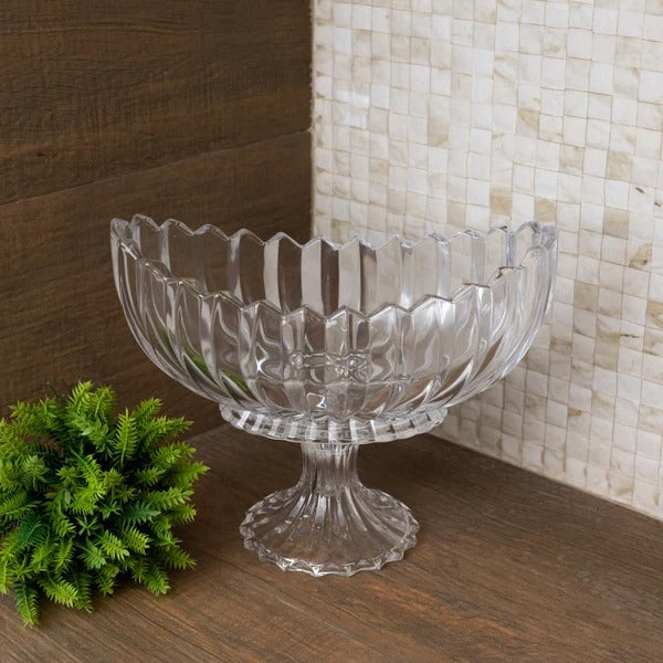 Centro de Mesa com Pé de Cristal Geneva 28cm x 15cm x 23cm - Wolff