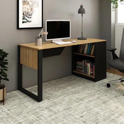 Mesa Para Escritório Tecnomobili ME4182 Preto Amêndoa 160cm
