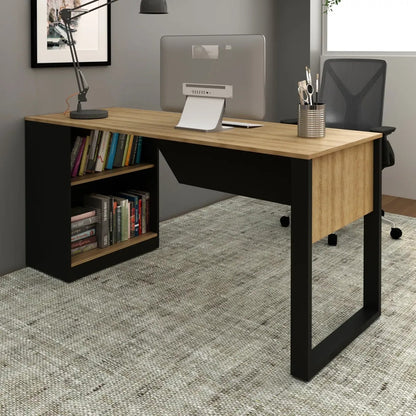 Mesa Para Escritório Tecnomobili ME4182 Preto Amêndoa 160cm
