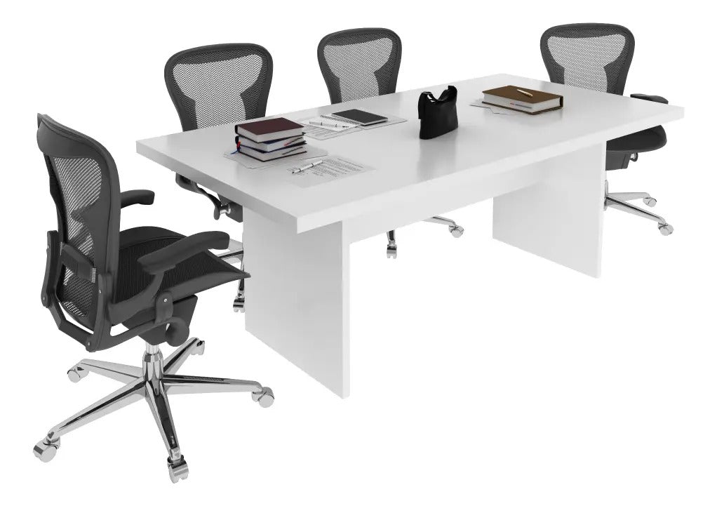 Mesa De Reunião Tecnomobili ME4119 Branco 200cm Para Escritório