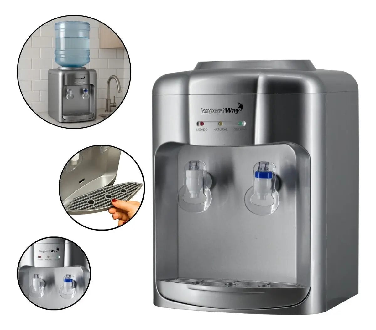 Bebedouro Refrigerador Dispenser De Água Gelada Para Galão 10l Ou 20l Prata