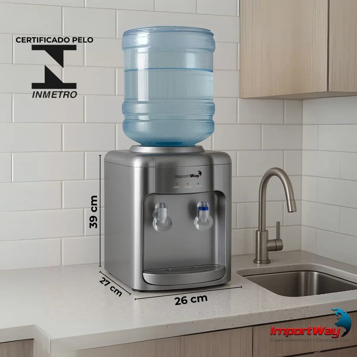 Bebedouro Refrigerador Dispenser De Água Gelada Para Galão 10l Ou 20l Prata
