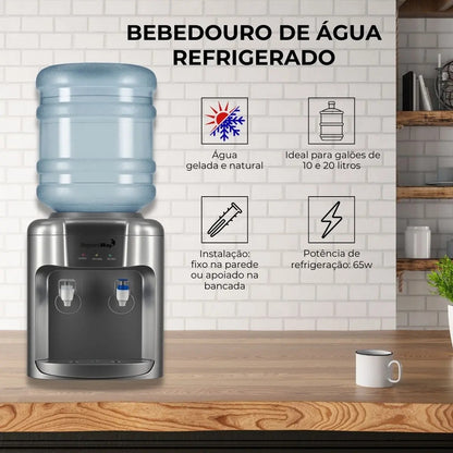 Bebedouro Refrigerador Dispenser De Água Gelada Para Galão 10l Ou 20l Prata