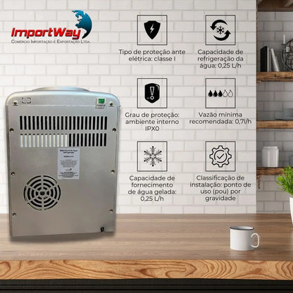 Bebedouro Refrigerador Dispenser De Água Gelada Para Galão 10l Ou 20l Prata