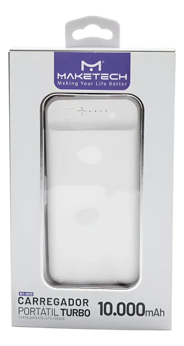 Carregador Portatil 10.000mah Bt-1010 Maketeck Power Bank Branco