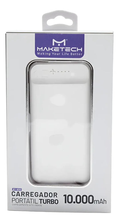 Carregador Portatil 10.000mah Bt-1010 Maketeck Power Bank Branco