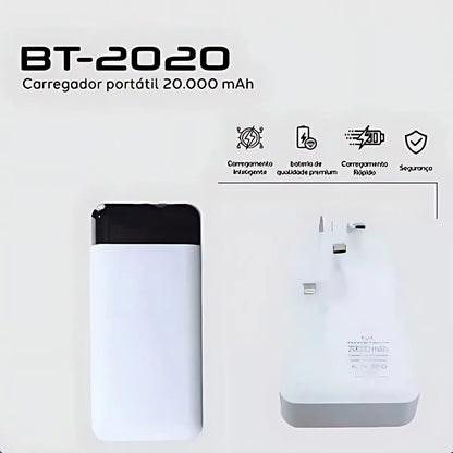 Carregador Portátil Turbo Bt-2020 20.000mah Cor Branco