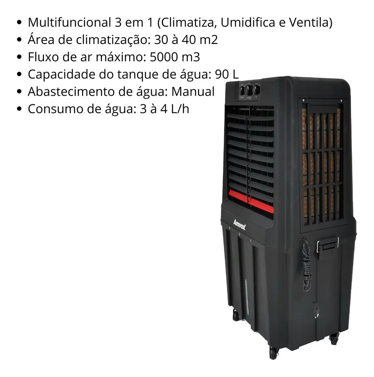 Climatizador De Ar Amvox Acl 9022 90l Com 3 Velocidades 230w 127v