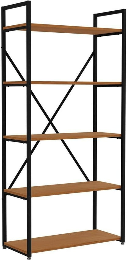 Estante Para Livros 5 Prateleiras Kappesberg Industrial 150cm Cor Canela/preto Fosco - Li006