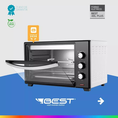 Forno De Bancada Elétrico Best Forno Plus 48l Preto/branco