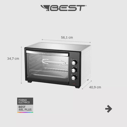 Forno De Bancada Elétrico Best Forno Plus 48l Preto/branco