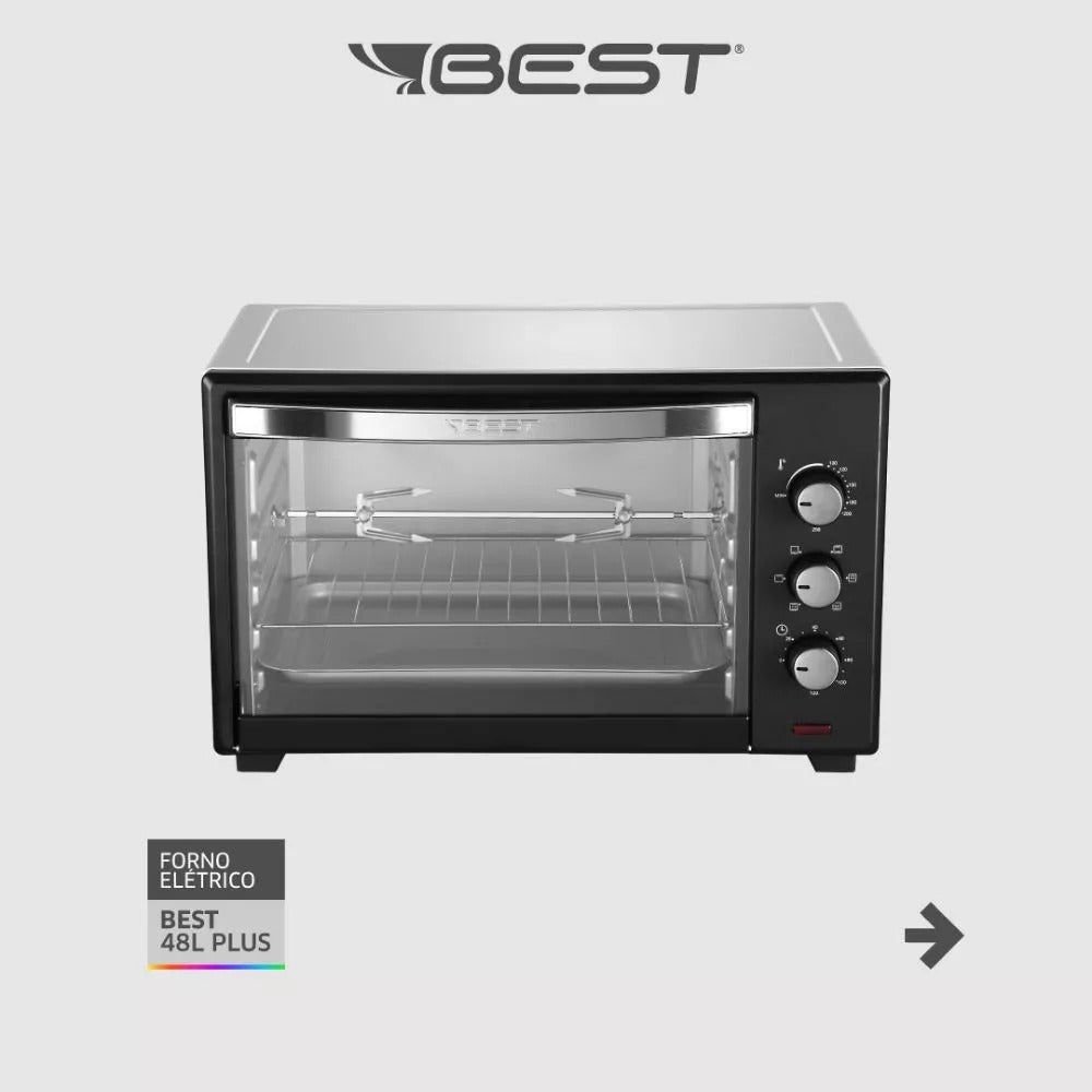 Forno De Bancada Elétrico Best Forno Plus 48l Preto/branco
