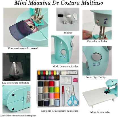 Mini Máquina De Costura Elétrica Com Mesa E Kit Portátil Importway