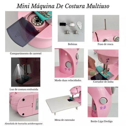 Mini Máquina De Costura Portátil Importway Bivolt Com Mesa