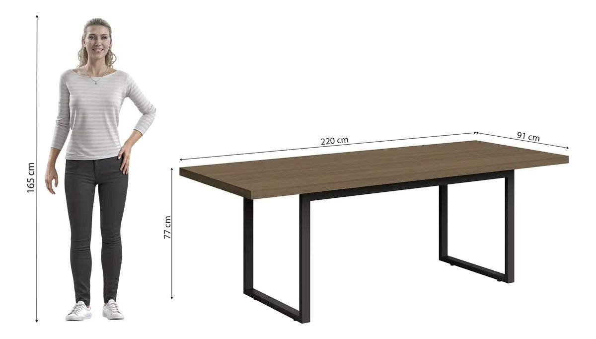 Mesa De Reunião Kappesberg F220 2,20m Carvalho Munique