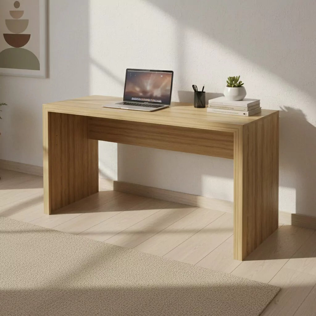 Mesa Escrivaninha Para Escritório L127cm Amêndoa Me4135 - Tecnomobili