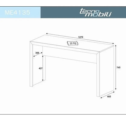 Mesa Escrivaninha Para Escritório L127cm Amêndoa Me4135 - Tecnomobili