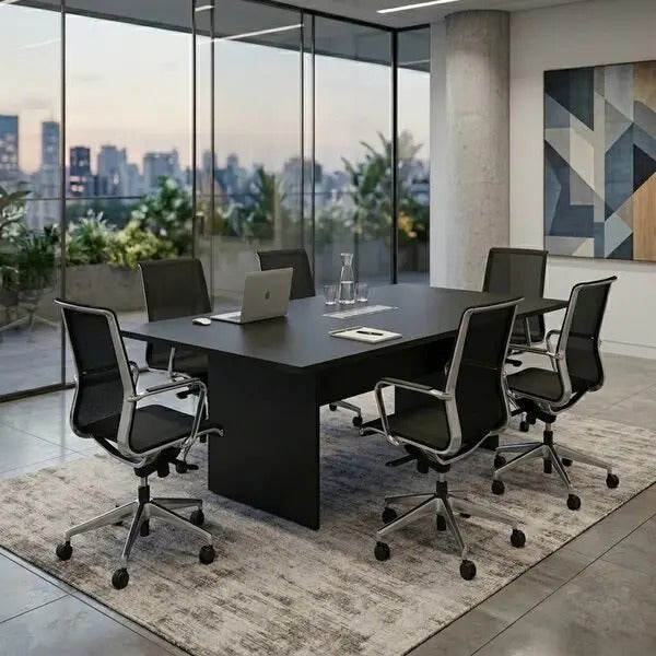 Mesa De Reunião Para Escritório Retangular 180x90cm Me4203 Preto - Tecnomobili