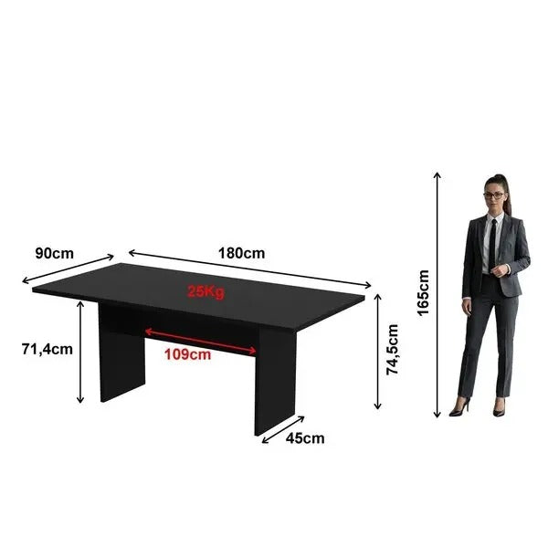 Mesa De Reunião Para Escritório Retangular 180x90cm Me4203 Preto - Tecnomobili