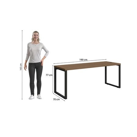 Mesa Escrivaninha De Escritório 1,36m Kappesberg Industrial Office Cor Canela/preto Fosco - Li003