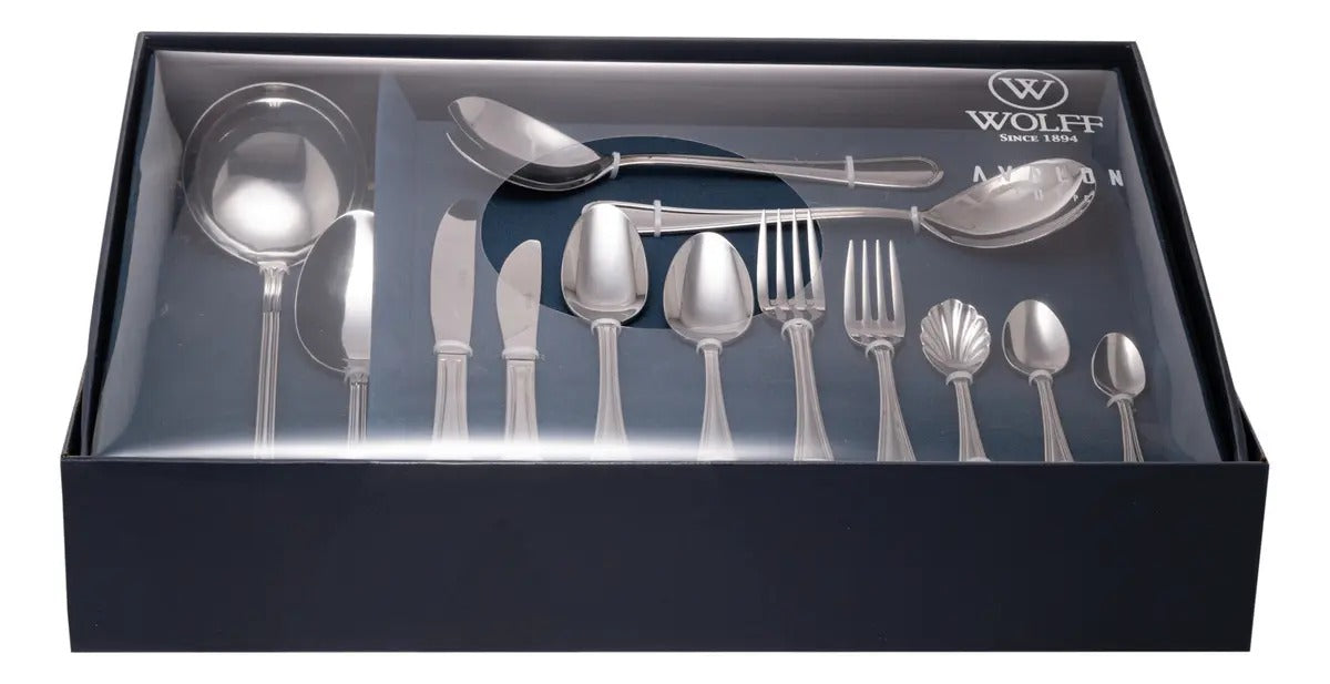 Faqueiro 101 Peças Wolff Avalon Aço Inox Com Caixa Wolff Inox