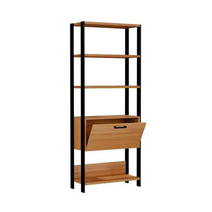 Estante Livreiro Industrial 2 Gavetas 73cm Freijó Preto Dalla Costa