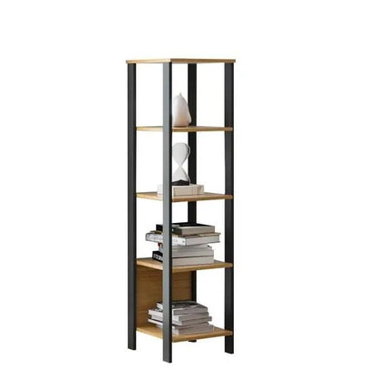 Estante Industrial Mdf C/ 5 Prateleiras Freijó/preto Fosco