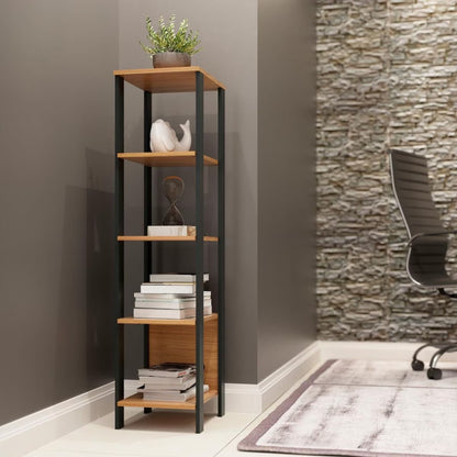 Estante Industrial Mdf C/ 5 Prateleiras Freijó/preto Fosco