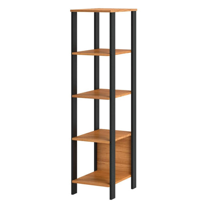 Estante Industrial Mdf C/ 5 Prateleiras Freijó/preto Fosco